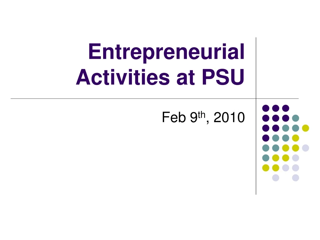 entrepreneurial activities at psu