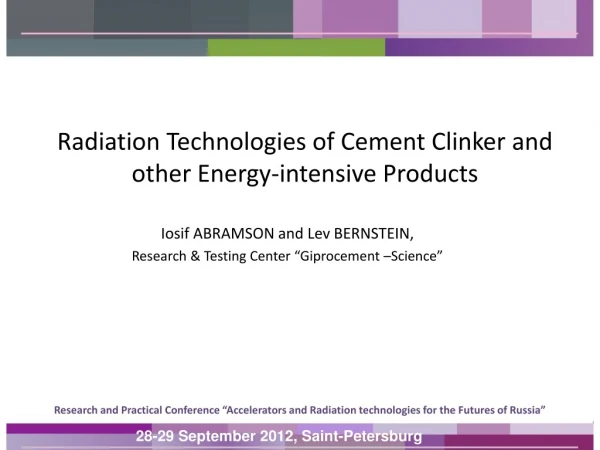 Radiation Technologies of Cement Clinker and other Energy-intensive Products