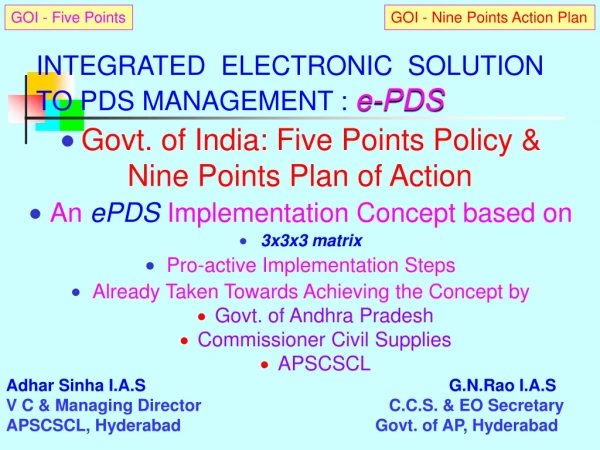 INTEGRATED ELECTRONIC SOLUTION TO PDS MANAGEMENT :  e-PDS