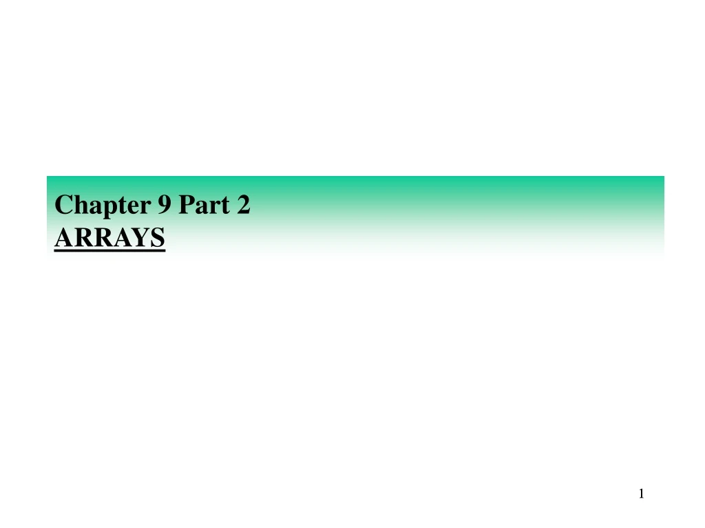 chapter 9 part 2 arrays