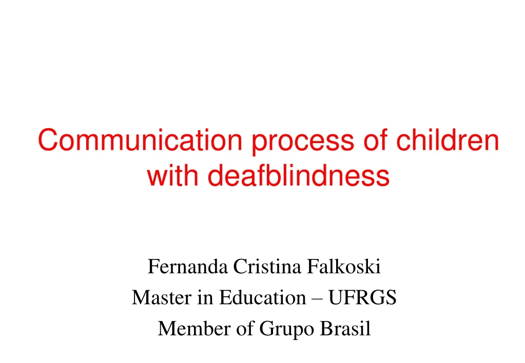 communication process of children with deafblindness