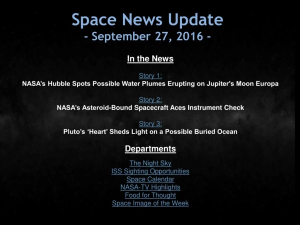 Space News Update - September 27, 2016 -