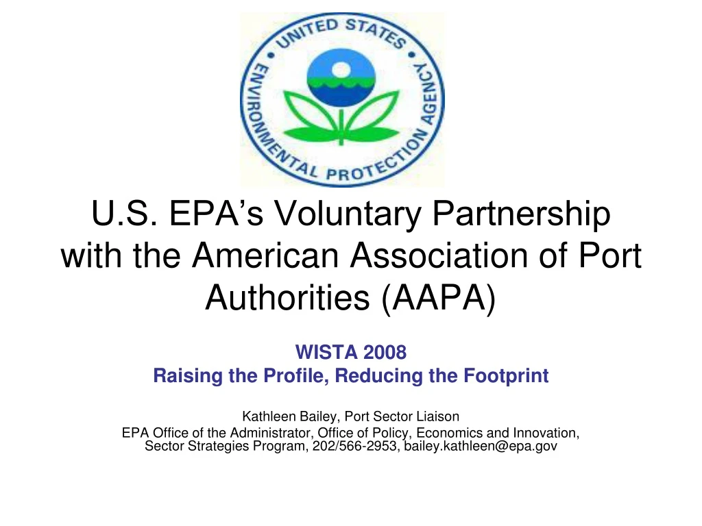 u s epa s voluntary partnership with the american association of port authorities aapa