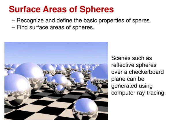 Surface Areas of Spheres