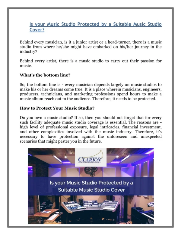 is your music studio protected by a suitable
