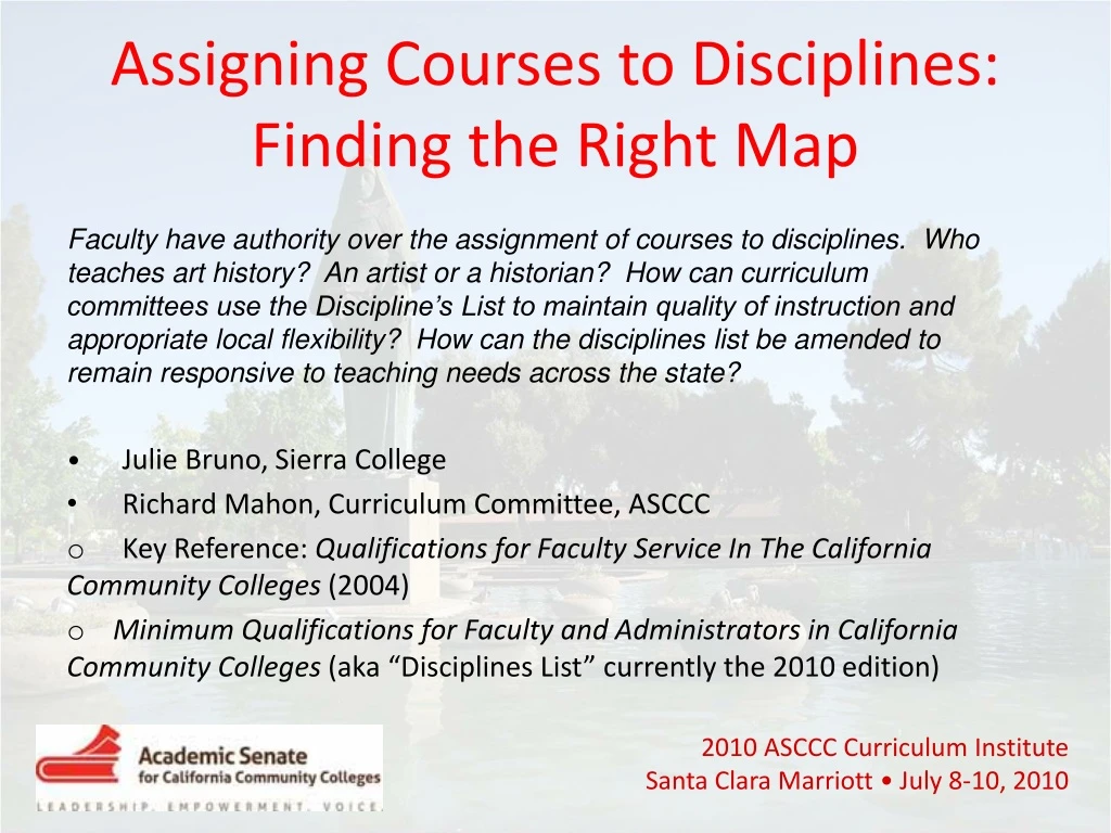 assigning courses to disciplines finding