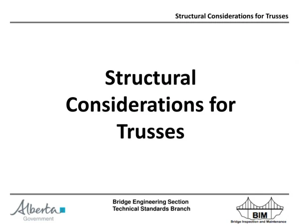Structural Considerations for Trusses