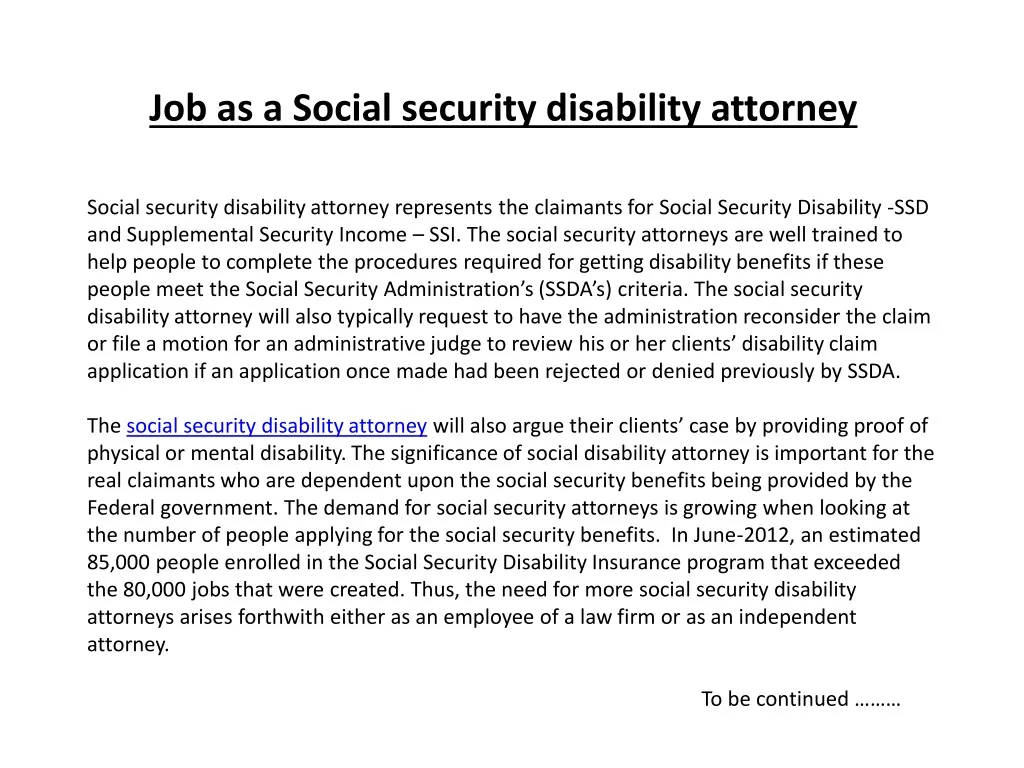 job as a social security disability attorney