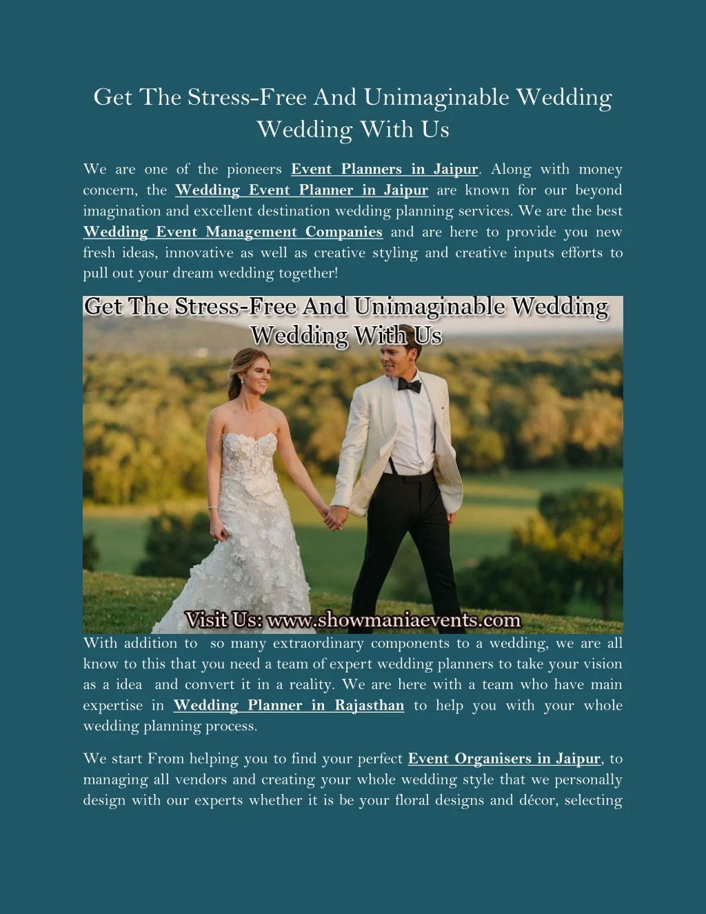 get the stress free and unimaginable wedding