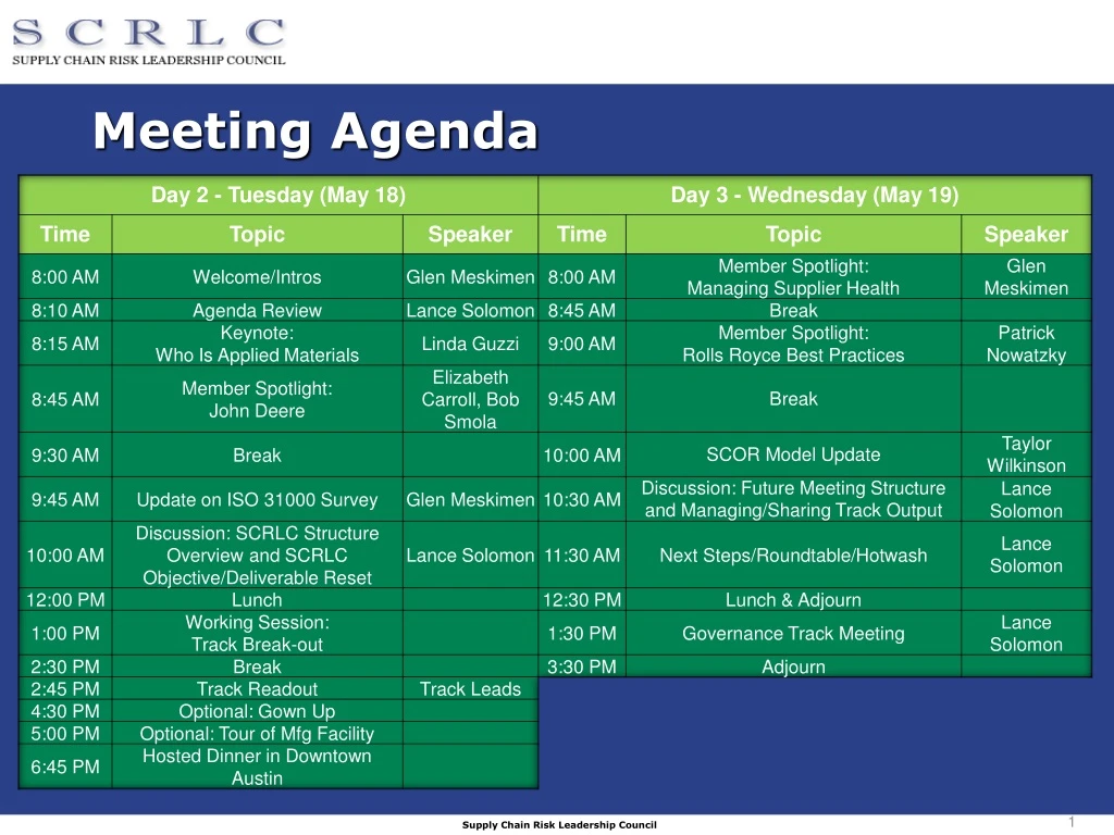 meeting agenda