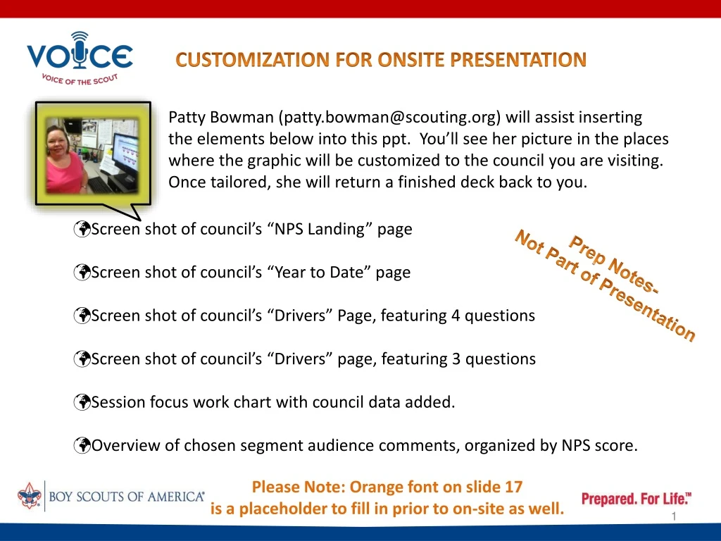 customization for onsite presentation