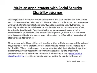 Make an appointment with Social Security Disability attorney