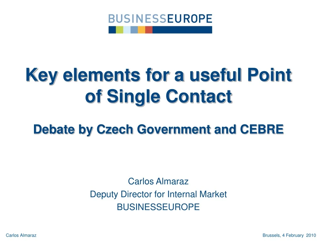 key elements for a useful point of single contact