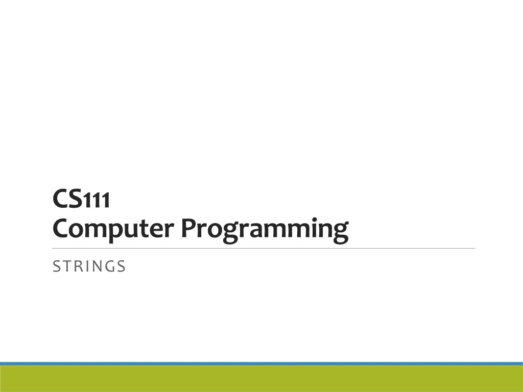 cs111 computer programming