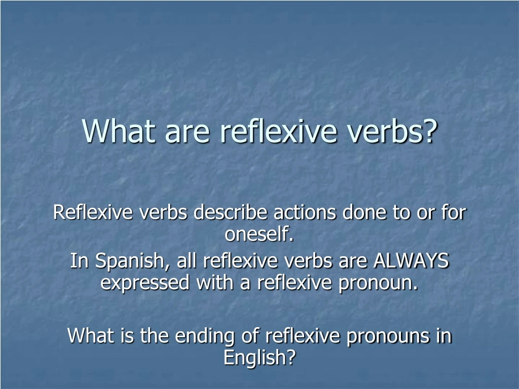 what are reflexive verbs