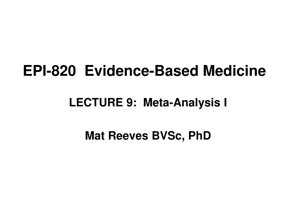 epi 820 evidence based medicine