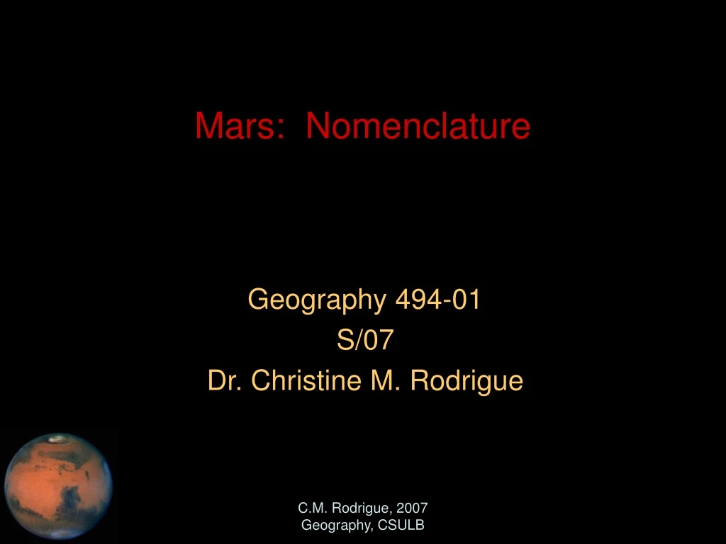 mars nomenclature