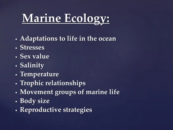Marine Ecology: