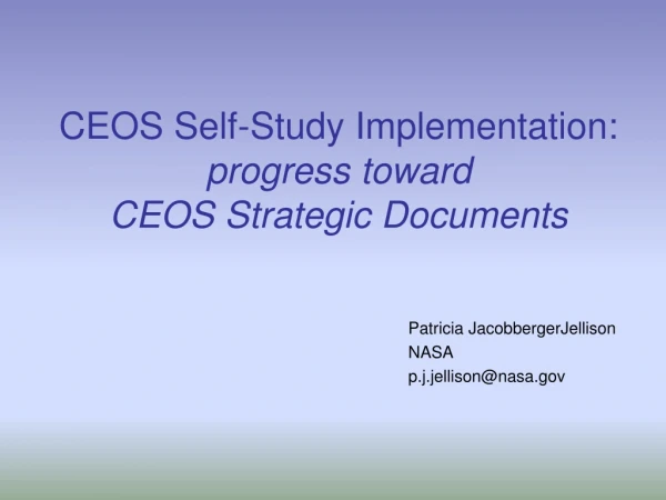 CEOS Self-Study Implementation:  progress toward  CEOS Strategic Documents