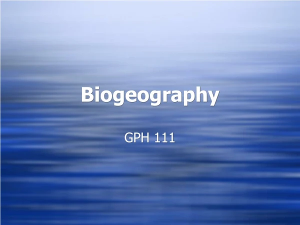 Biogeography