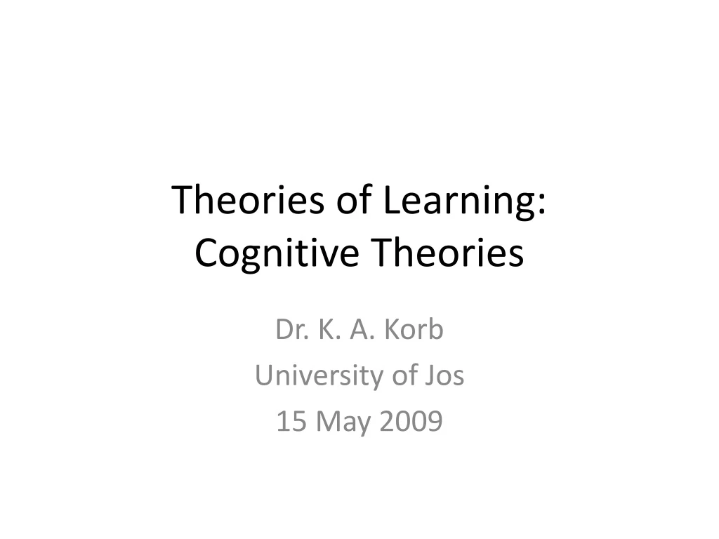 theories of learning cognitive theories