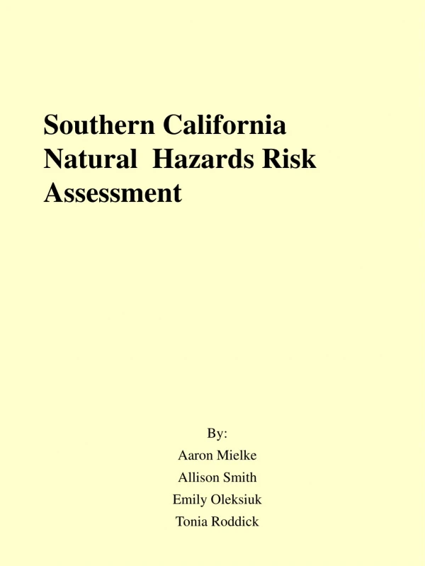 Southern California Natural  Hazards Risk Assessment