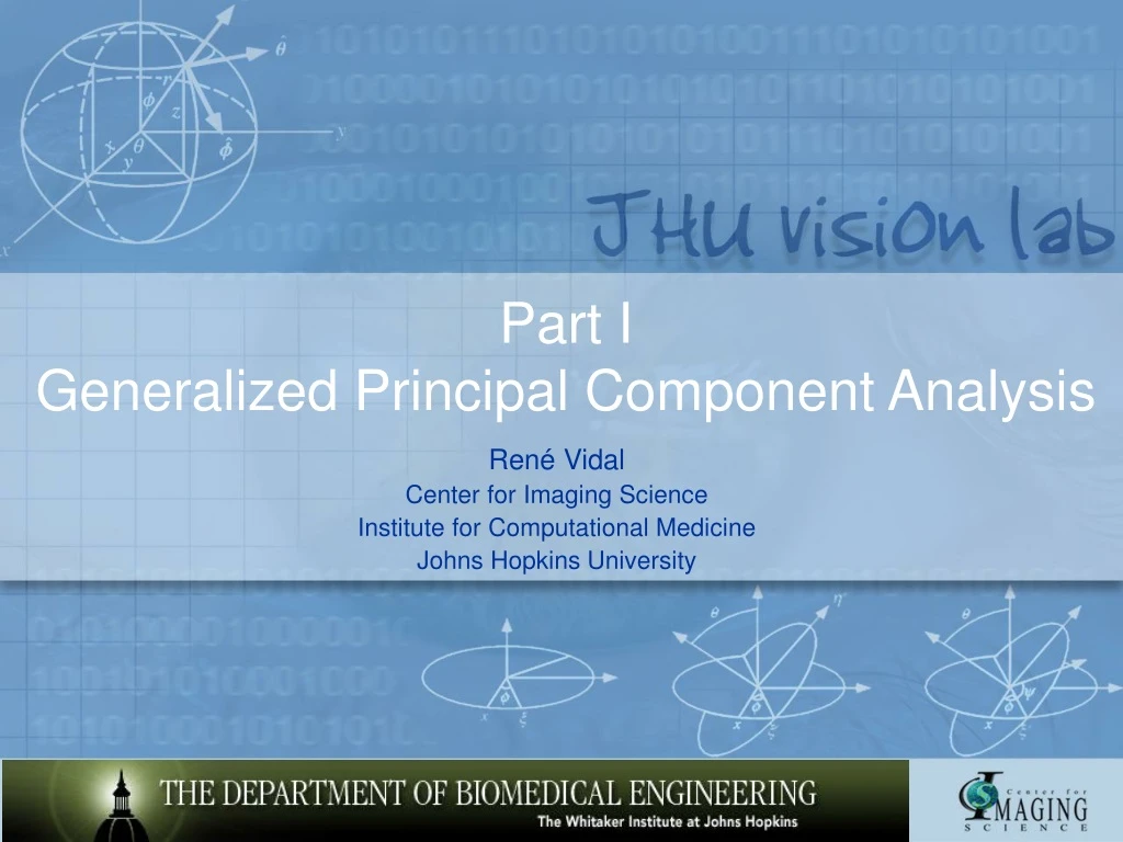 part i generalized principal component analysis