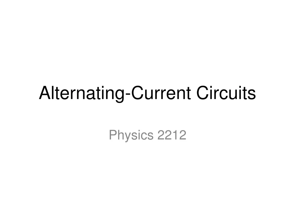 alternating current circuits