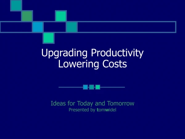 Upgrading Productivity Lowering Costs