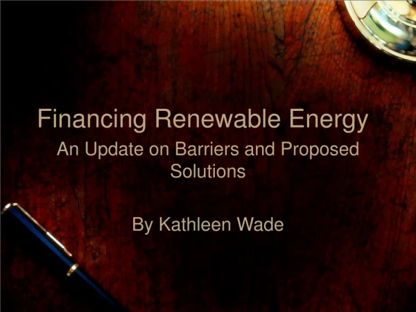 Financing Renewable Energy