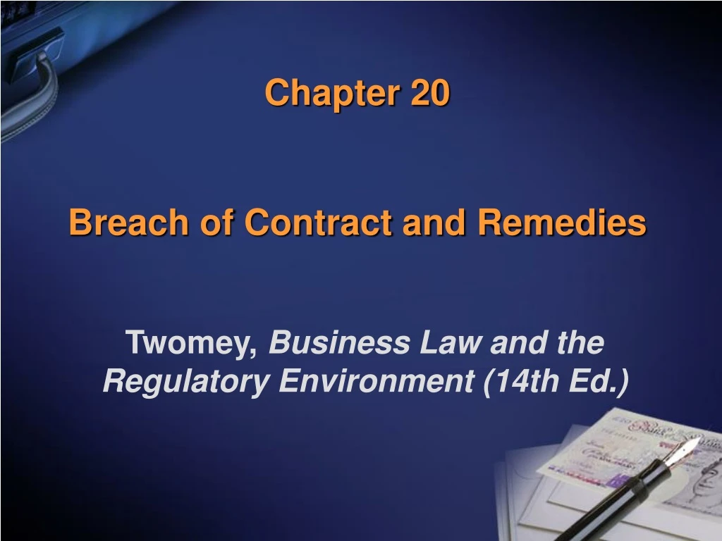 chapter 20 breach of contract and remedies