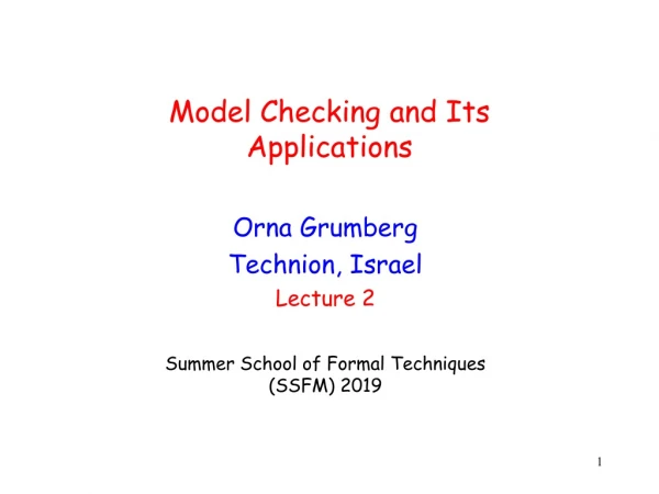 Model Checking and Its Applications