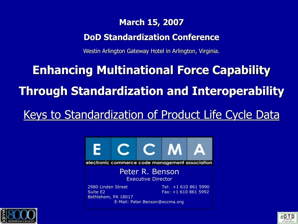 march 15 2007 dod standardization conference