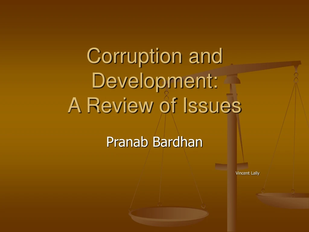 corruption and development a review of issues