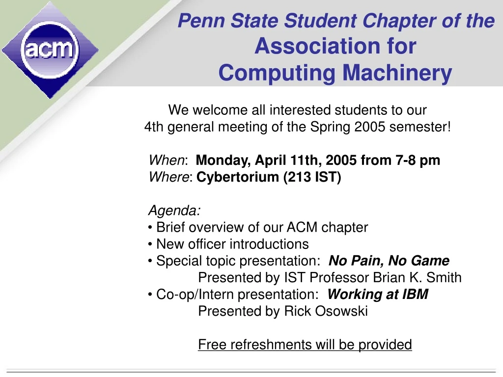 penn state student chapter of the association