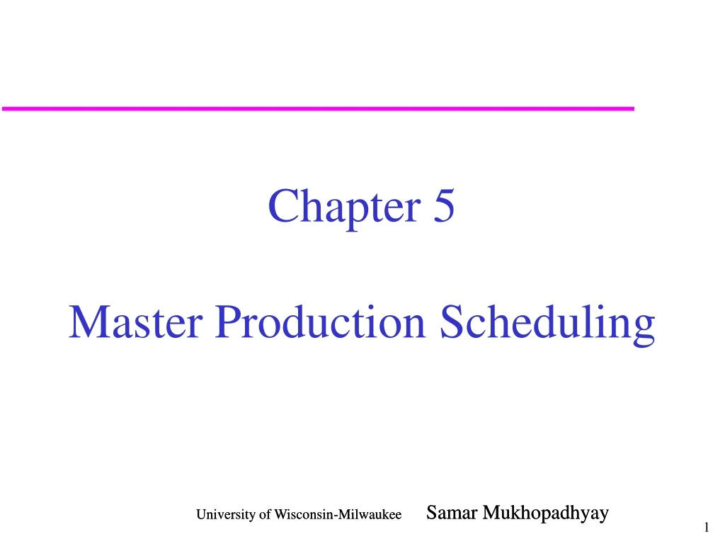 chapter 5 master production scheduling