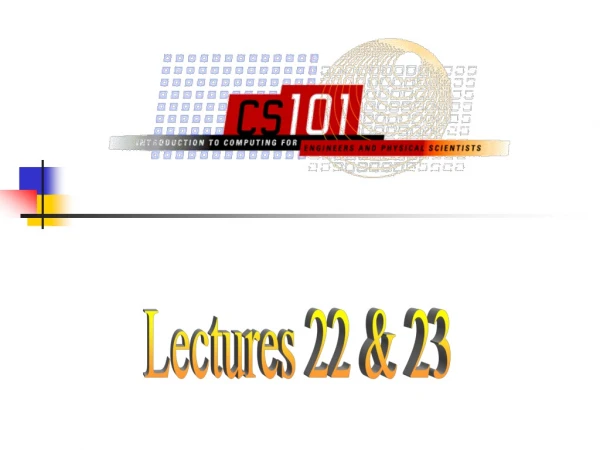 Lectures 22 &amp; 23