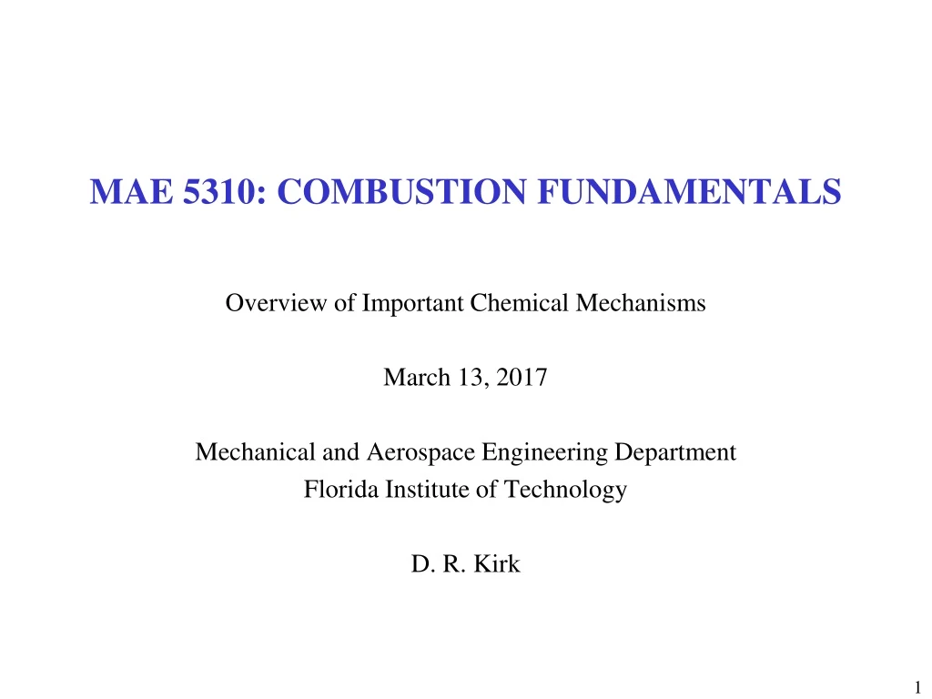 mae 5310 combustion fundamentals