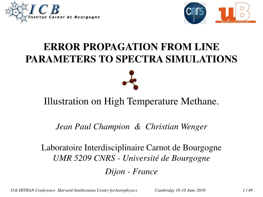 error propagation from line parameters to spectra