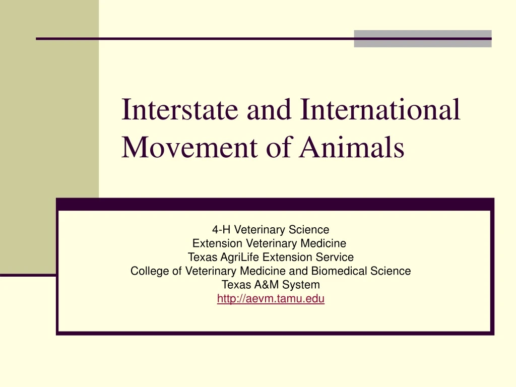 interstate and international movement of animals