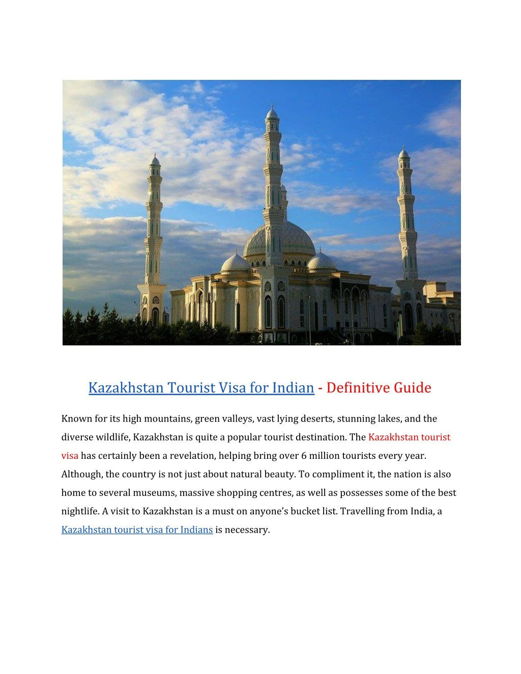 kazakhstan tourist visa for indian definitive