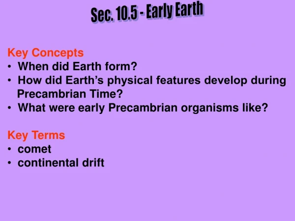 Sec. 10.5 - Early Earth