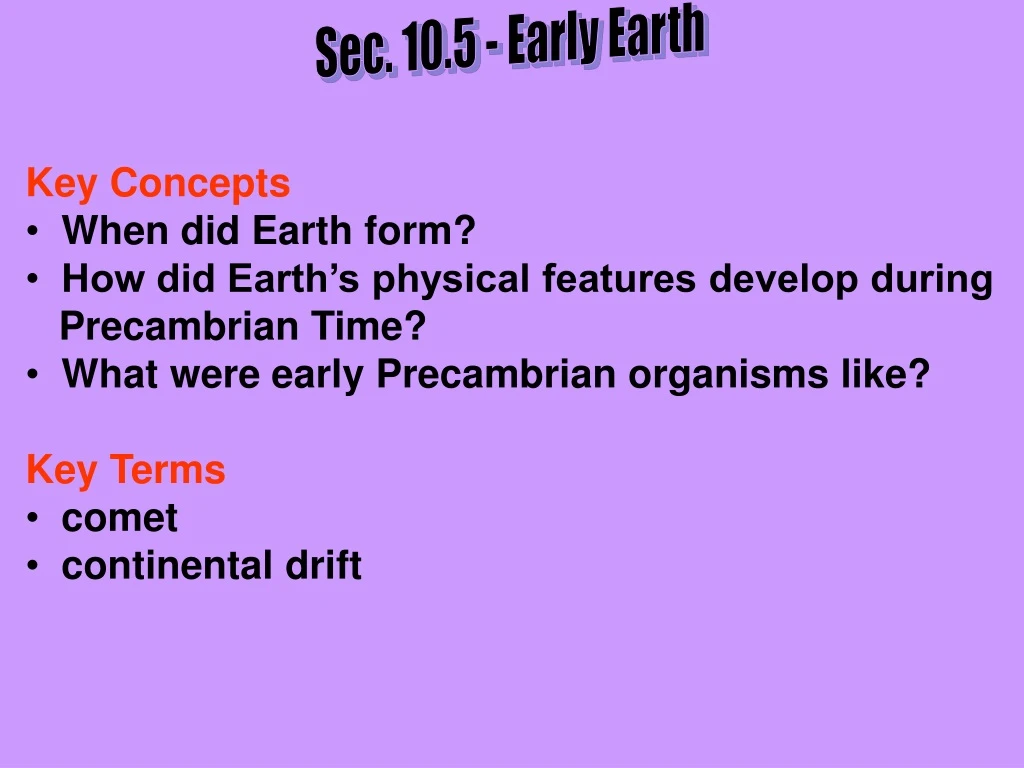 sec 10 5 early earth