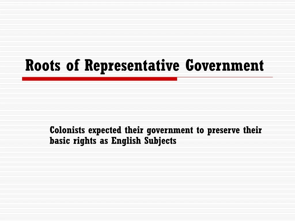 roots of representative government