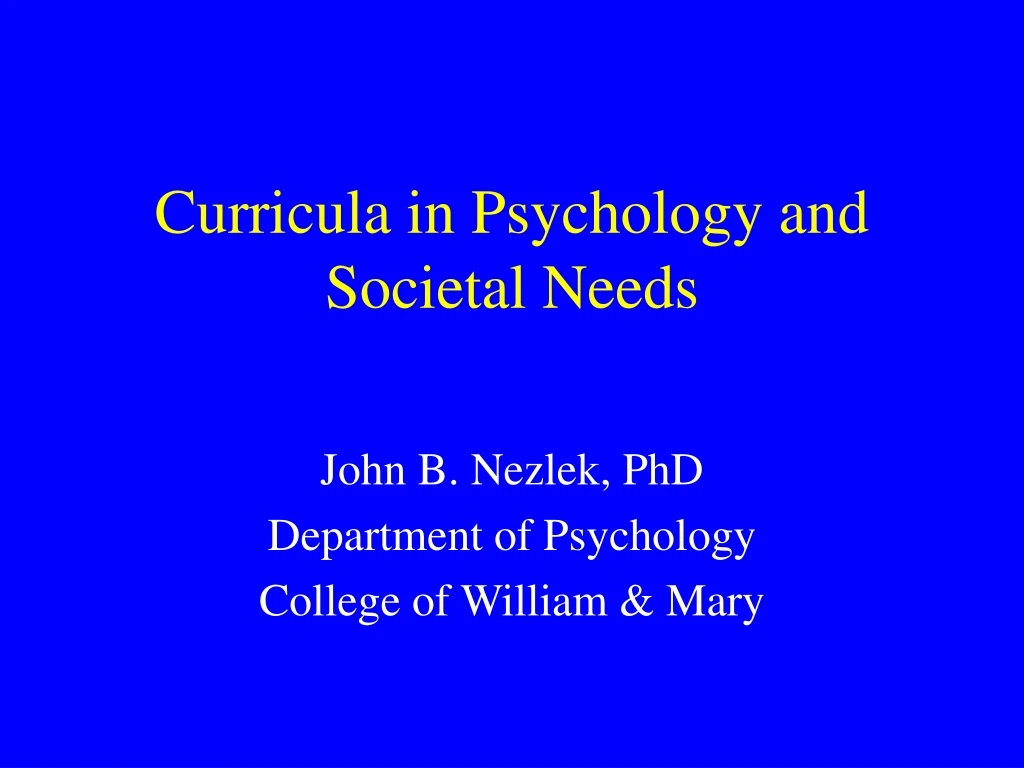 curricula in psychology and societal needs