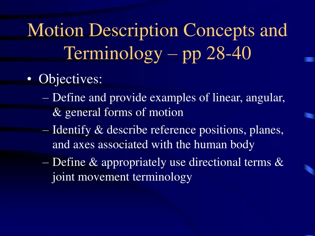 motion description concepts and terminology pp 28 40