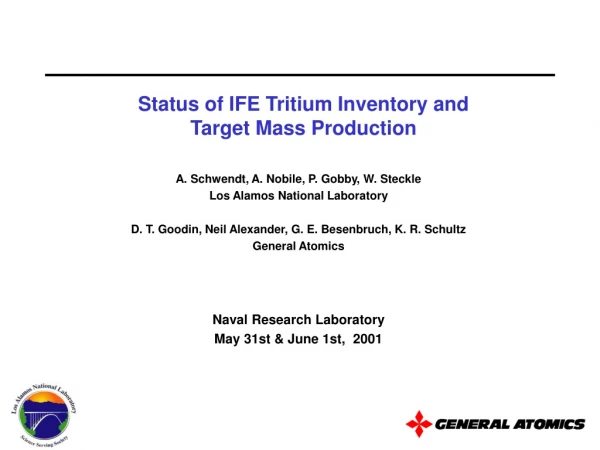 Status of IFE Tritium Inventory and Target Mass Production