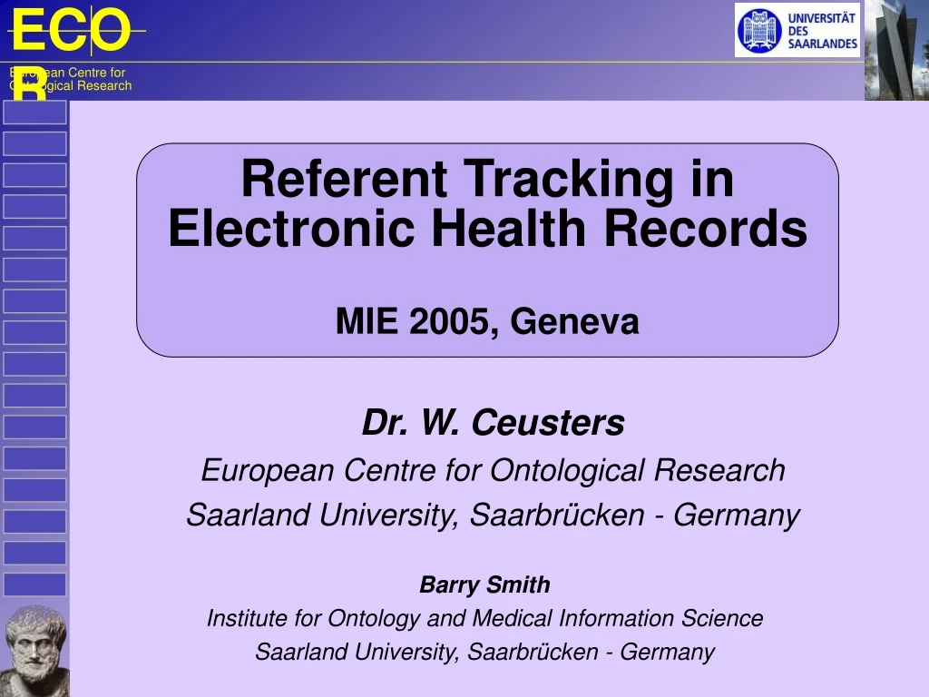 referent tracking in electronic health records mie 2005 geneva