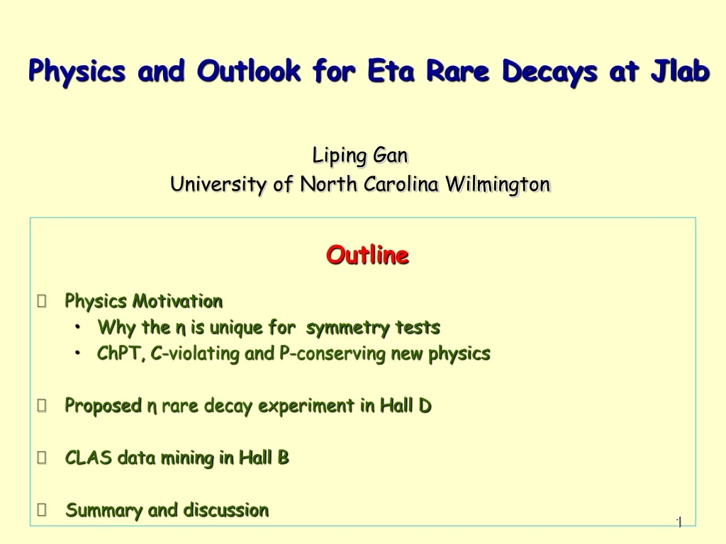 physics and outlook for eta rare decays at jlab