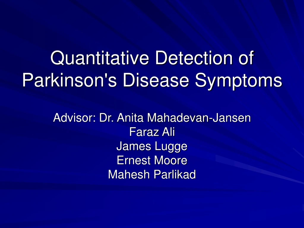 quantitative detection of parkinson s disease symptoms